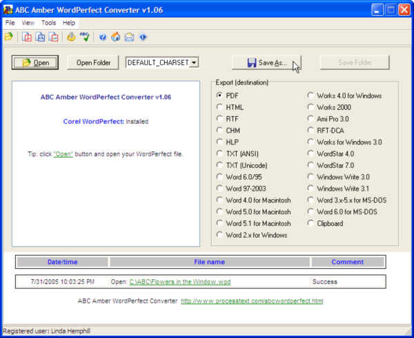 ABC Amber WordPerfect Converter