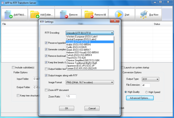 AFP2RTF Transform Server