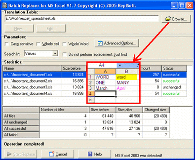 Batch Replacer for MS Excel