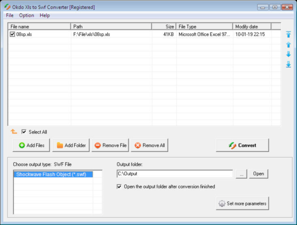 Okdo Xls to Swf Converter