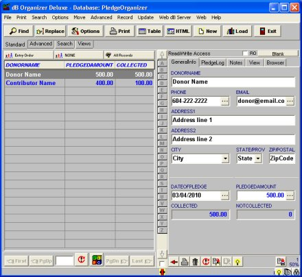 Pledge Organizer Deluxe