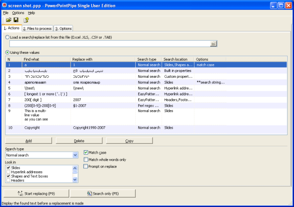 PowerPointPipe Search and Replace
