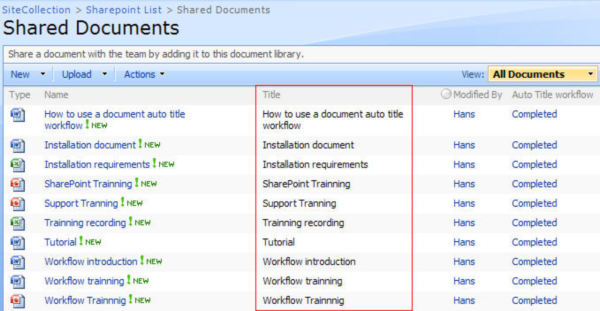 SharePoint Document Auto Title