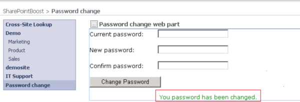 SharePoint Password Change