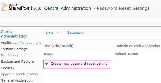 SharePoint Password Reset