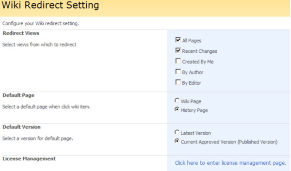 SharePoint Wiki Redirect