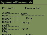 Dynamical Passwords for PDA