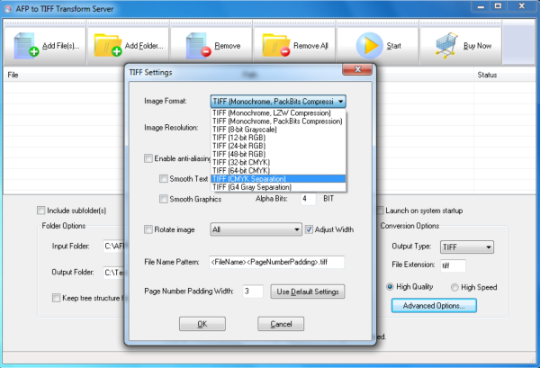 AFP2TIFF Transform Server