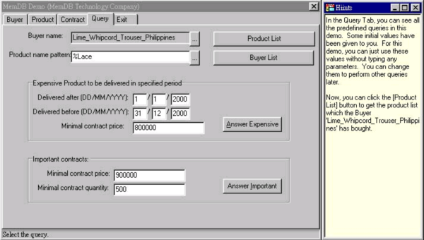 Memory Database System Demo