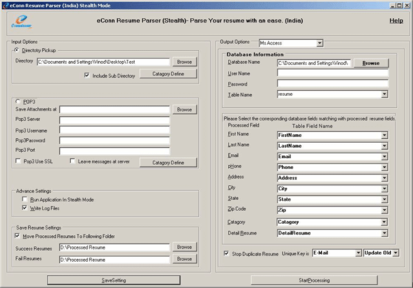 Stealth Mode Resume Parser