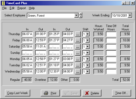 TimeCard Standard