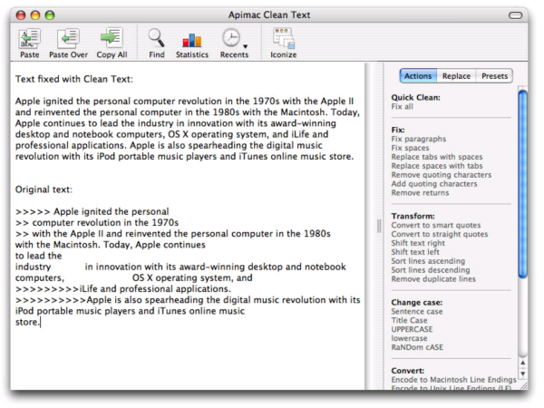 Clean Text for Mac