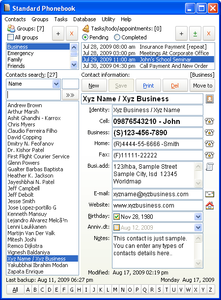 Standard Phonebook