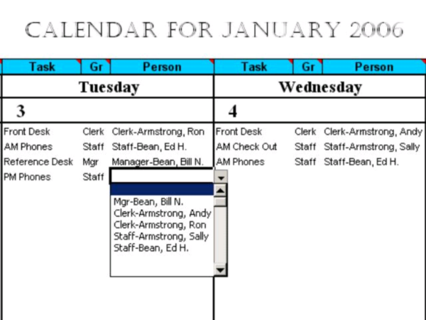 Calendar 50 People to Tasks With Excel