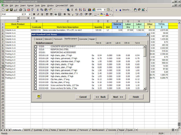 ConcreteCost Estimator for Excel