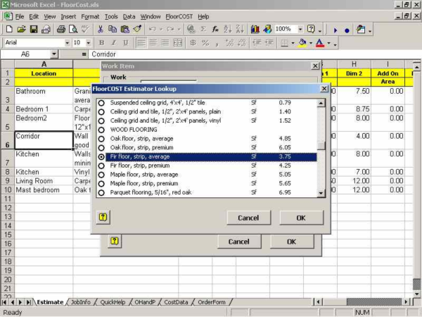 FloorCOST Estimator for Excel