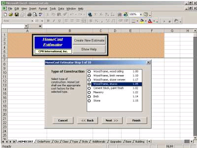 HomeCost Estimator for Excel