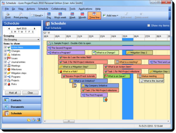 ProjectTrack Personal Edition