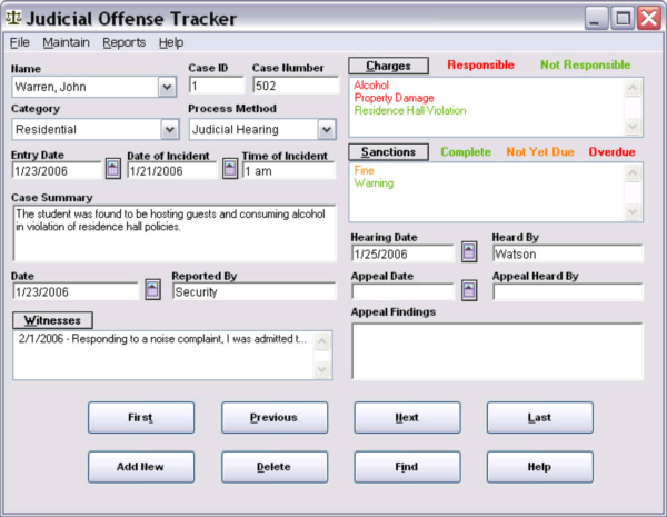 Judicial Offense Tracker