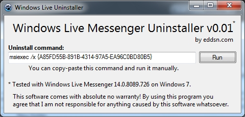 Windows Live Messenger Uninstaller