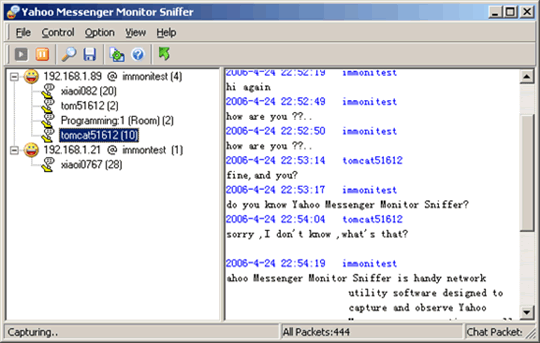 Yahoo Messenger Monitor Sniffer