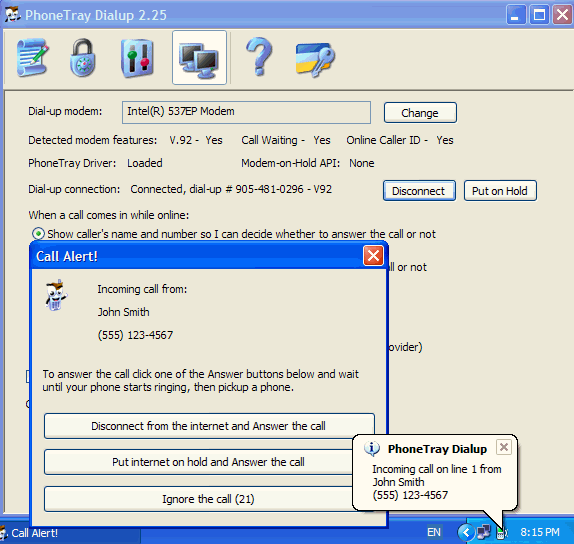 PhoneTray Dialup