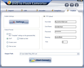 convert DVD to flash, DVD to SWF, DVD to FLV, DVD to Screensaver and DVD to exe file