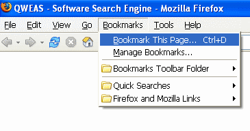 Mozilla Firefox Bookmark Menu