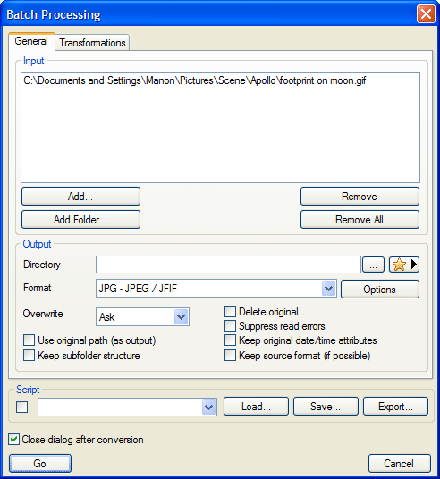 XnView Batch Process