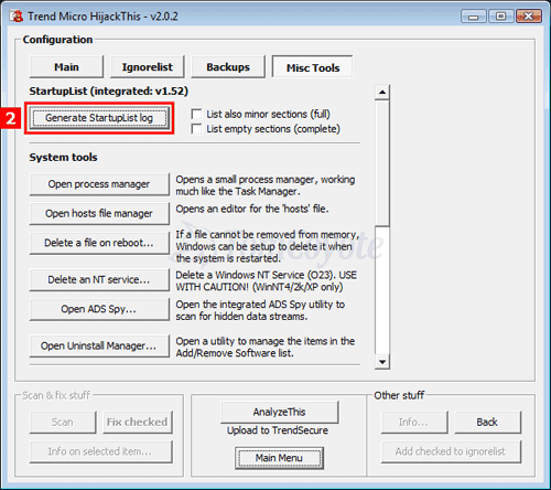 HijakThis StartupList Log